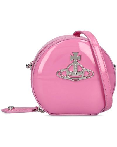 Vivienne Westwood Mini Round Patent Leather Crossbody Bag - Pink