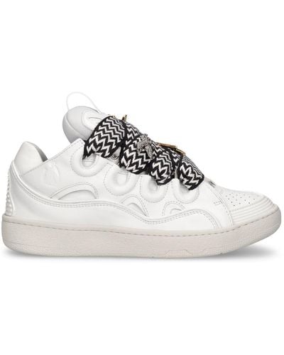 Lanvin Curb Leather And Pins Sneakers - White
