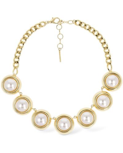 Alessandra Rich Round Pearl Necklace - Metallic