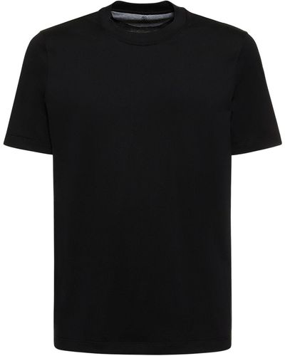 Brunello Cucinelli T-shirt en coton à col ras-du-cou - Noir