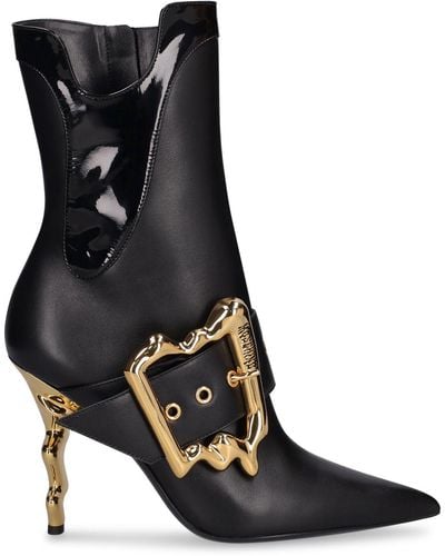 Moschino 105Mm Leather Ankle Boots - Black