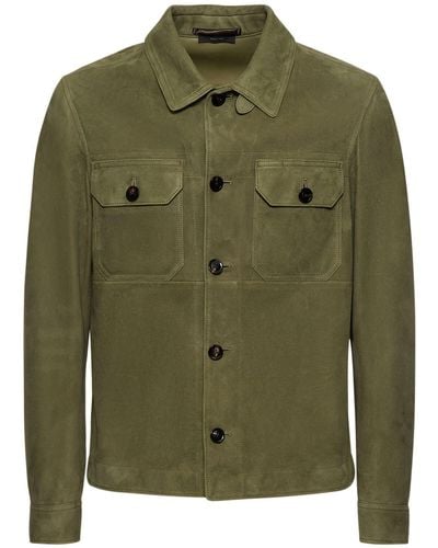 Tom Ford Leather-trimmed Suede Blouson Jacket - Green