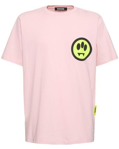 Barrow Camiseta de algodón con logo estampado - Rosa