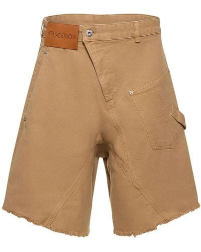 JW Anderson Twisted Cotton Workwear Shorts - Natural