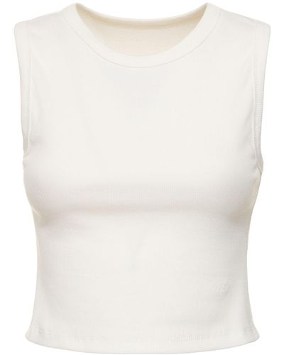 DUNST Tank top cropped essential - Bianco