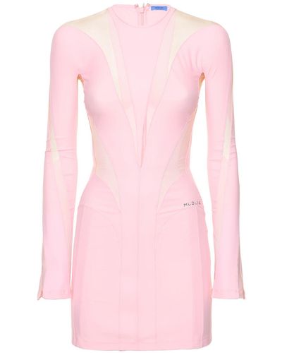 Mugler Lvr Exclusive Jersey & Tulle Mini Dress - Pink