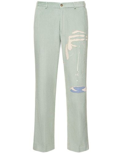 Kidsuper Embroidered Cotton Corduroy Trousers - Green