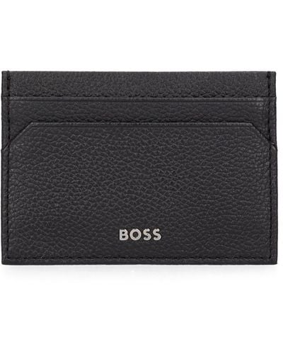 BOSS Highway Leather Card Holder - Gray