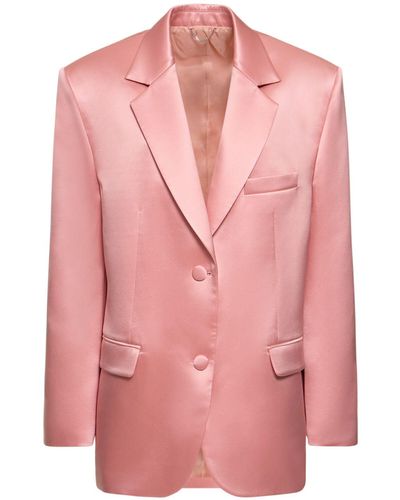 Magda Butrym Silk Satin Single Breasted Blazer - Pink
