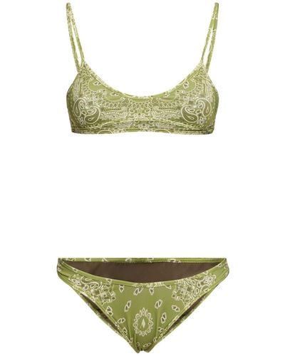 The Attico Bandana Print Lycra Bikini - Green
