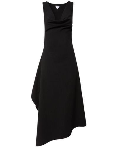 Bottega Veneta Stretch Cotton Canvas Asymmetric Dress - Black