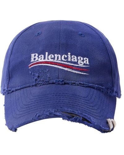 Balenciaga Political Cotton Drill Cap - Blue