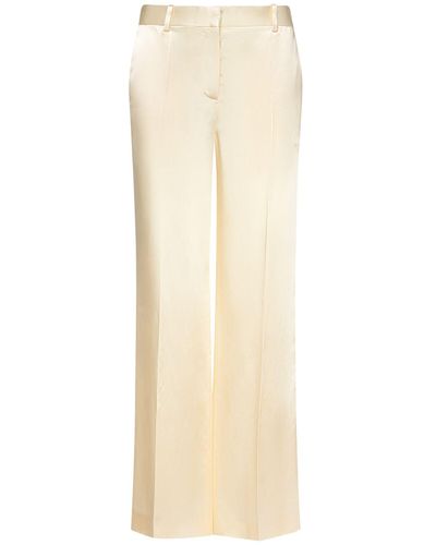 The Row Encore Midrise Satin Flared Trousers - Natural