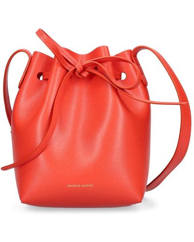 Mansur Gavriel Mini Mini Leather Bucket Bag - Red