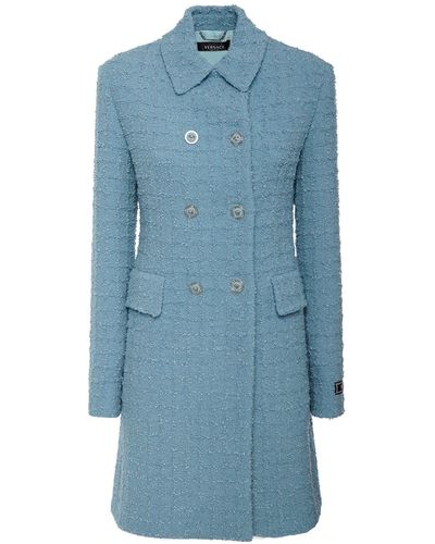 Blue Versace Coats for Women | Lyst