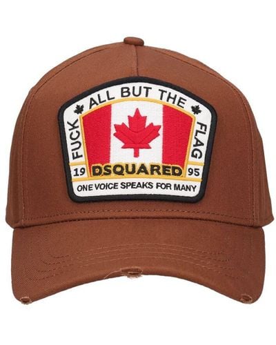 DSquared² Flag Patch Cotton Canvas Baseball Hat - Red