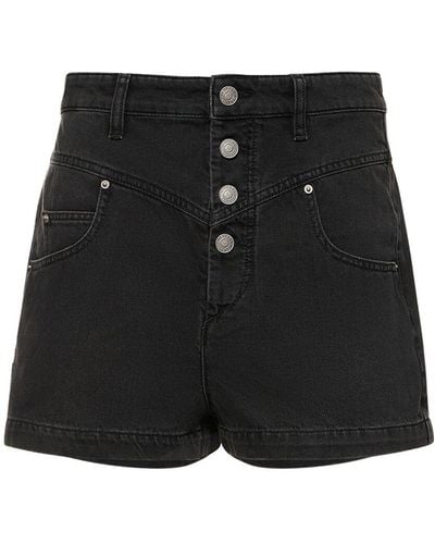 Isabel Marant Jovany High Waist Cotton Shorts - Black