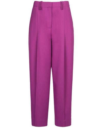Ganni Summer Relaxed Fit Pleated Trousers - Purple