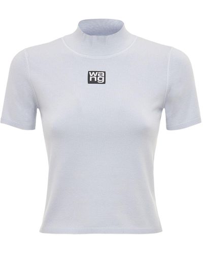 Alexander Wang T-shirt En Jersey Stretch Patch Logo - Bleu