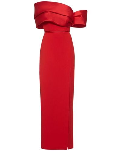 Solace London Langes Kleid Aus Satin Und Krepp "alexis" - Rot