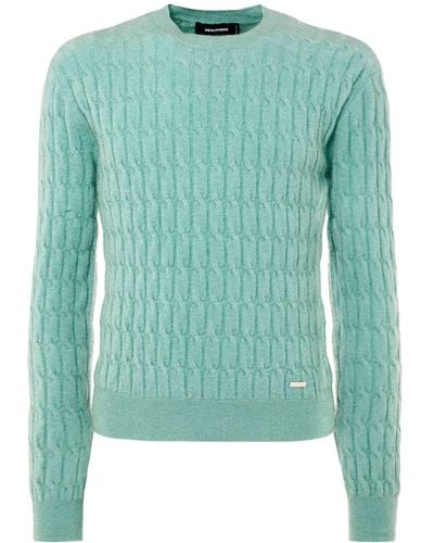 DSquared² Cable Knit Mohair Blend Sweater - Green