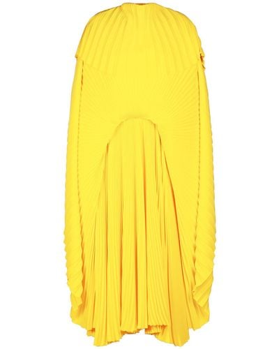Balenciaga Kleid Mit Plissees - Gelb
