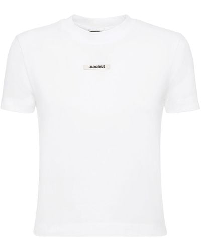 Jacquemus T-shirt e polo bianche con logo patch - Bianco