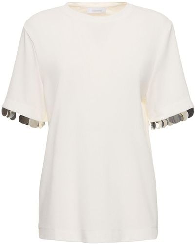 Rabanne Jersey Crepe Embellished T-shirt - White