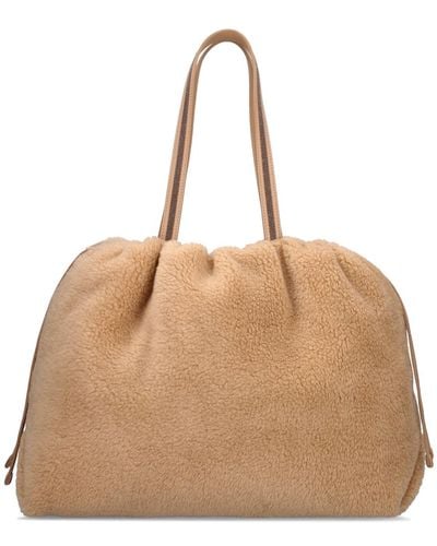 Brunello Cucinelli Wool & Cashmere Top Handle Bag - Natural