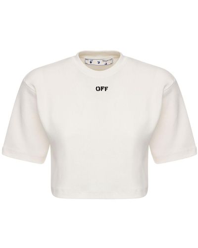 Off-White c/o Virgil Abloh Off Cotton Blend Jersey T-shirt - White