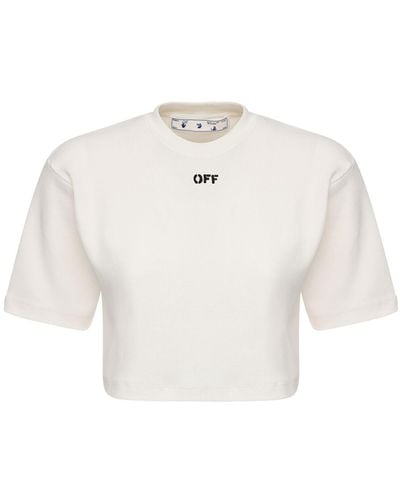 Off-White c/o Virgil Abloh T-shirt Aus Baumwollmischjersey "off" - Blau