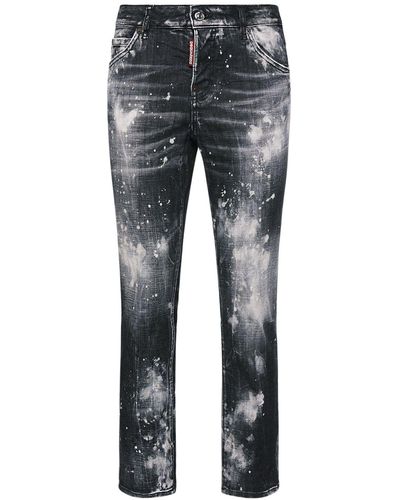 DSquared² Cool Girl Painted Stretch Denim Jeans - Blue