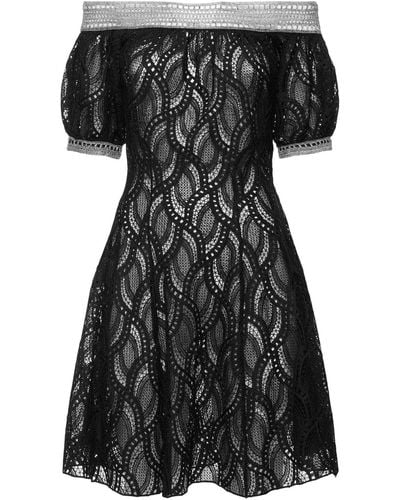 Ermanno Scervino Crochet Off-the-shoulder Mini Dress - Black