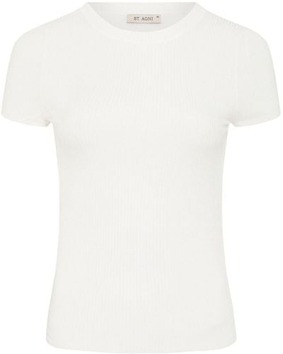 St. Agni Langarm-shirt Aus Lyocell "second Skin" - Weiß