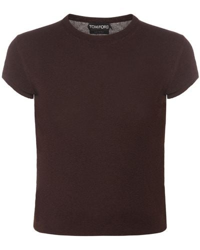 Tom Ford Cashmere & Silk Knit Short Sleeve Top - Brown