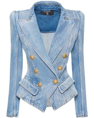 Balmain Blouson ajusté bleu en denim