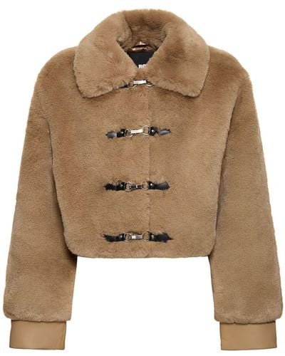 ROTATE BIRGER CHRISTENSEN Sepia fluffy faux fur jacket - Marrón