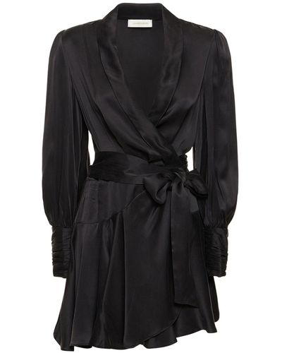 Zimmermann Silk Mini Wrap Dress - Black