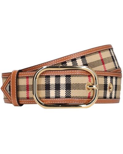 Burberry 4cm Breiter Baumwollgürtel "lb Check" - Mehrfarbig