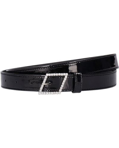 Alexandre Vauthier Strass & Leather Belt - Black