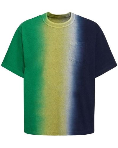 Sacai T-shirt Aus Baumwolljersey Mit Batikdruck - Grün