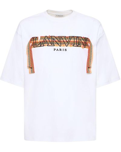 Lanvin T-shirt Aus Baumwolle Mit Logo "curb" - Weiß