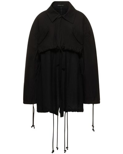 Yohji Yamamoto Layered Cotton Drill Short Jacket - Black