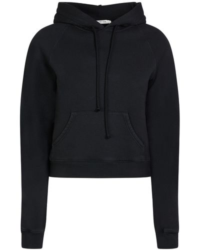 The Row Timmi Cotton Blend Jersey Crop Hoodie - Black