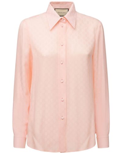 Gucci Gg ジャカードシルククレープシャツ - ピンク