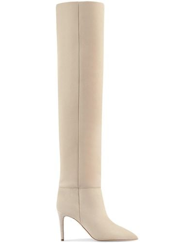 Paris Texas 85Mm Stiletto Suede Over-The-Knee Boots - White