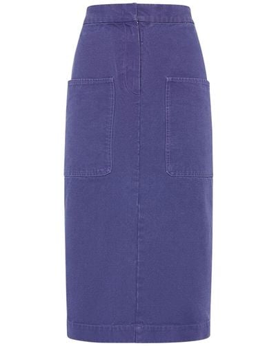 Max Mara Cardiff Cotton Canvas Midi Pencil Skirt - Purple