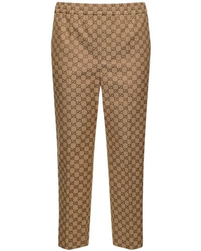 Gucci GG Supreme Cotton-blend Pants - Natural