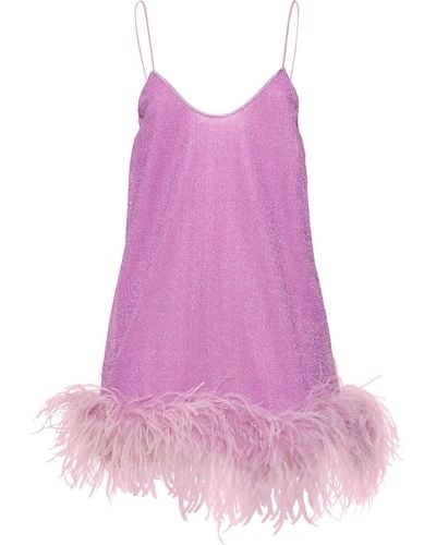 Oséree Lumière Mini Dress W/ Feathers - Pink