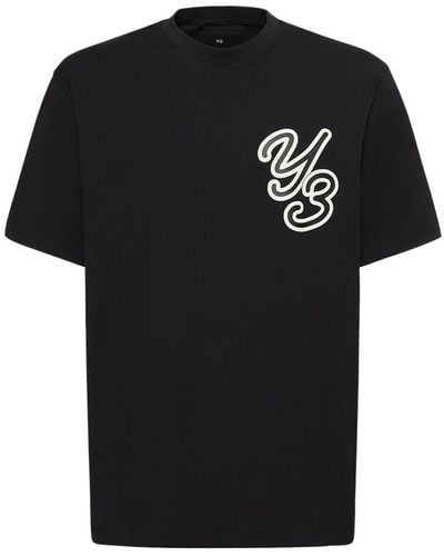 Y-3 Camiseta de algodón con logo - Negro